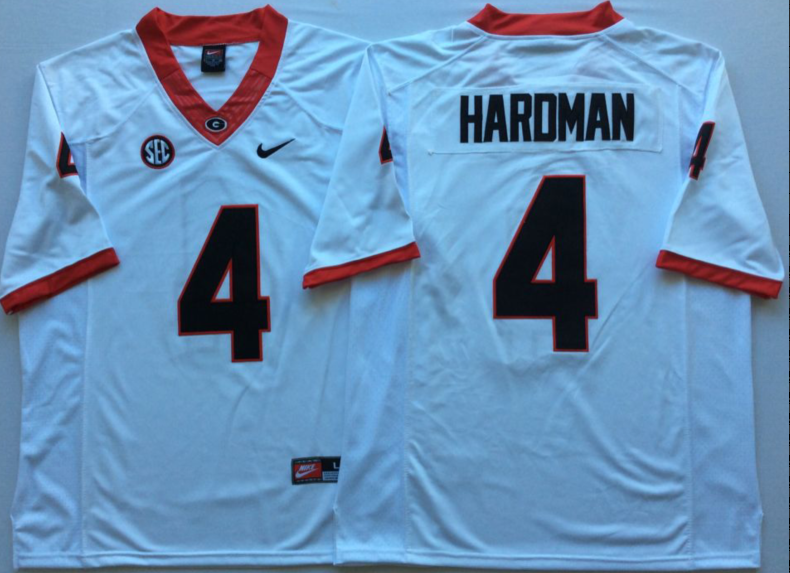 Men Georgia Bulldogs #4 Hardman White Nike NCAA Jerseys